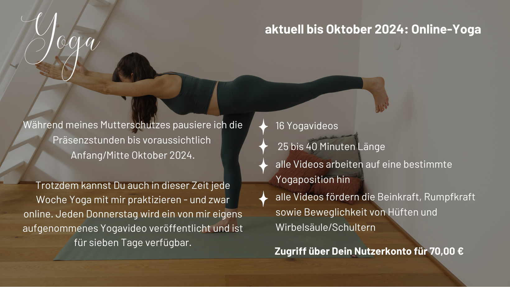 aktuell bis Oktober 2024: Online-Yoga mit Isabella